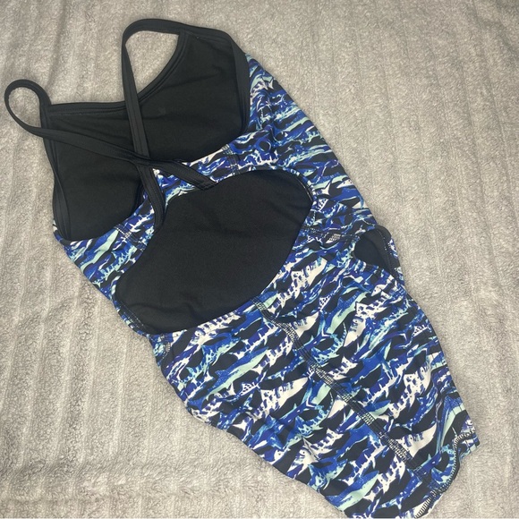 Sporti Shark Print Thin Strap One Piece Swimsuit Youth - Picture 4 of 5